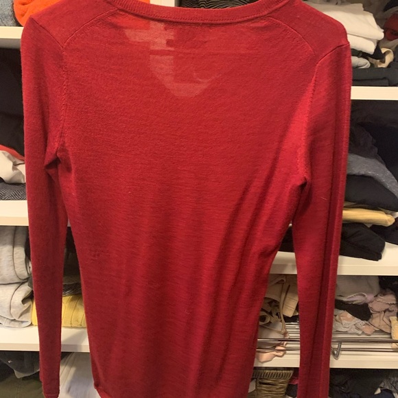 Armani exchange dark red V-neck thin wool sweater. Gently used. - Picture 2 of 2